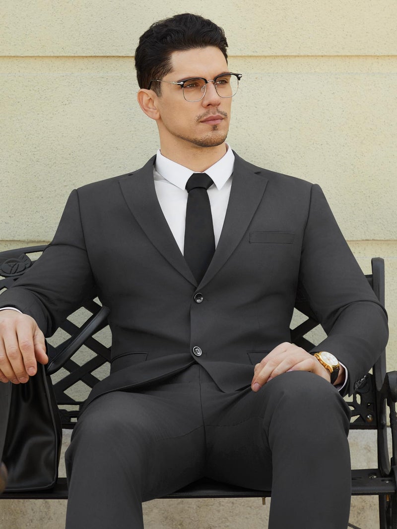 WEEN CHARM Men's Suits Slim Fit 2 Piece Wedding Tuxedo Two Button Groom Prom Party Solid Tux Blazer Pants Set - Image 4